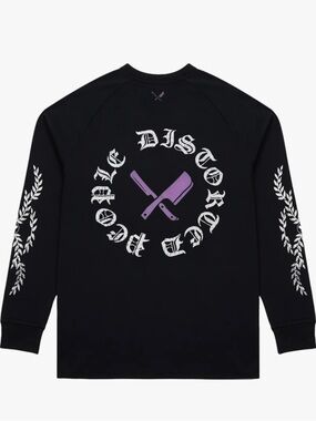 Distorted People Vintage Laurel Longsleeve Tee Black & Purple Size Large